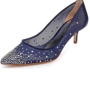 XYD Mid Kitten Heels Pumps Rhinestones Shoes
